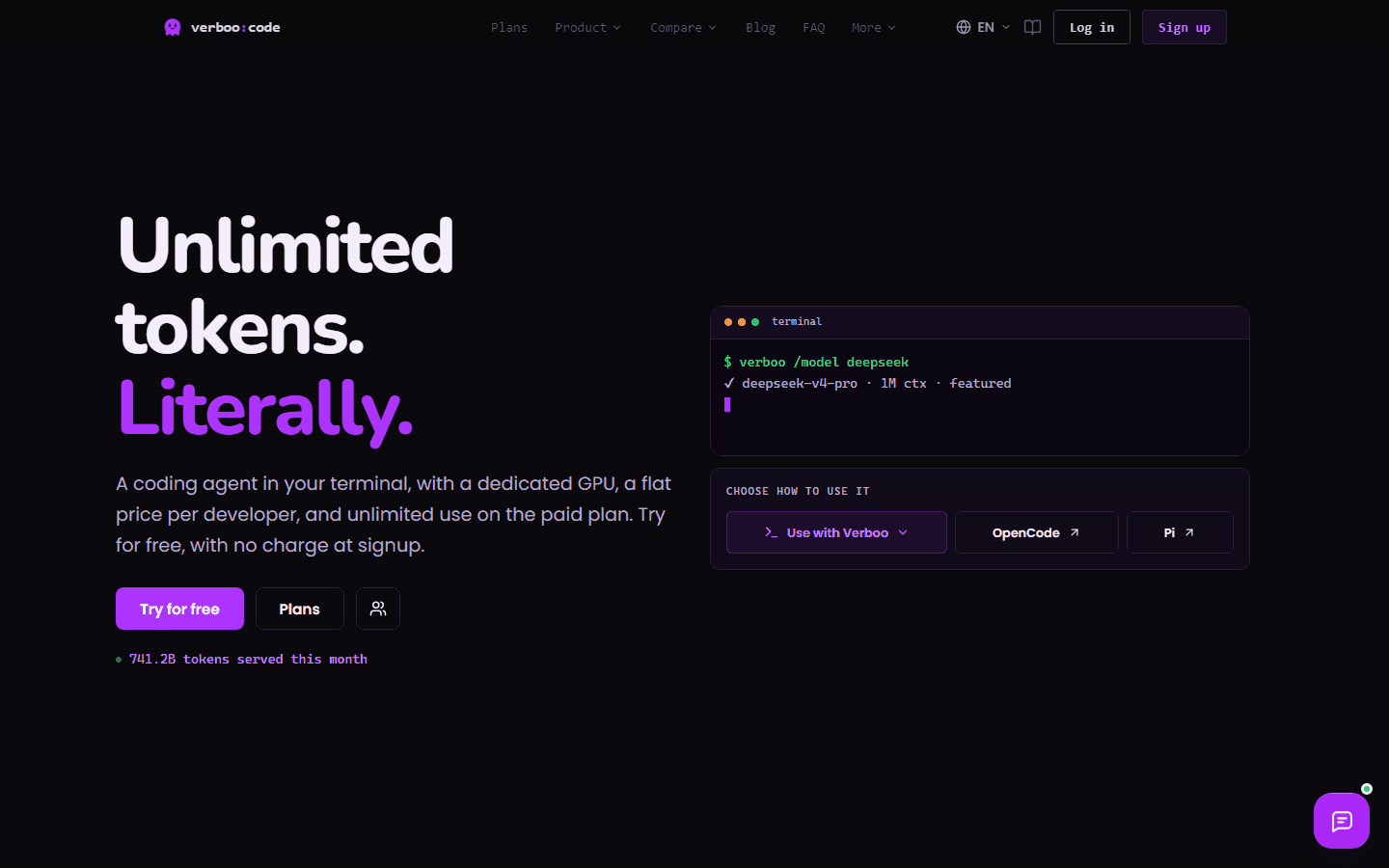 Screenshot of the verboo.ai home page